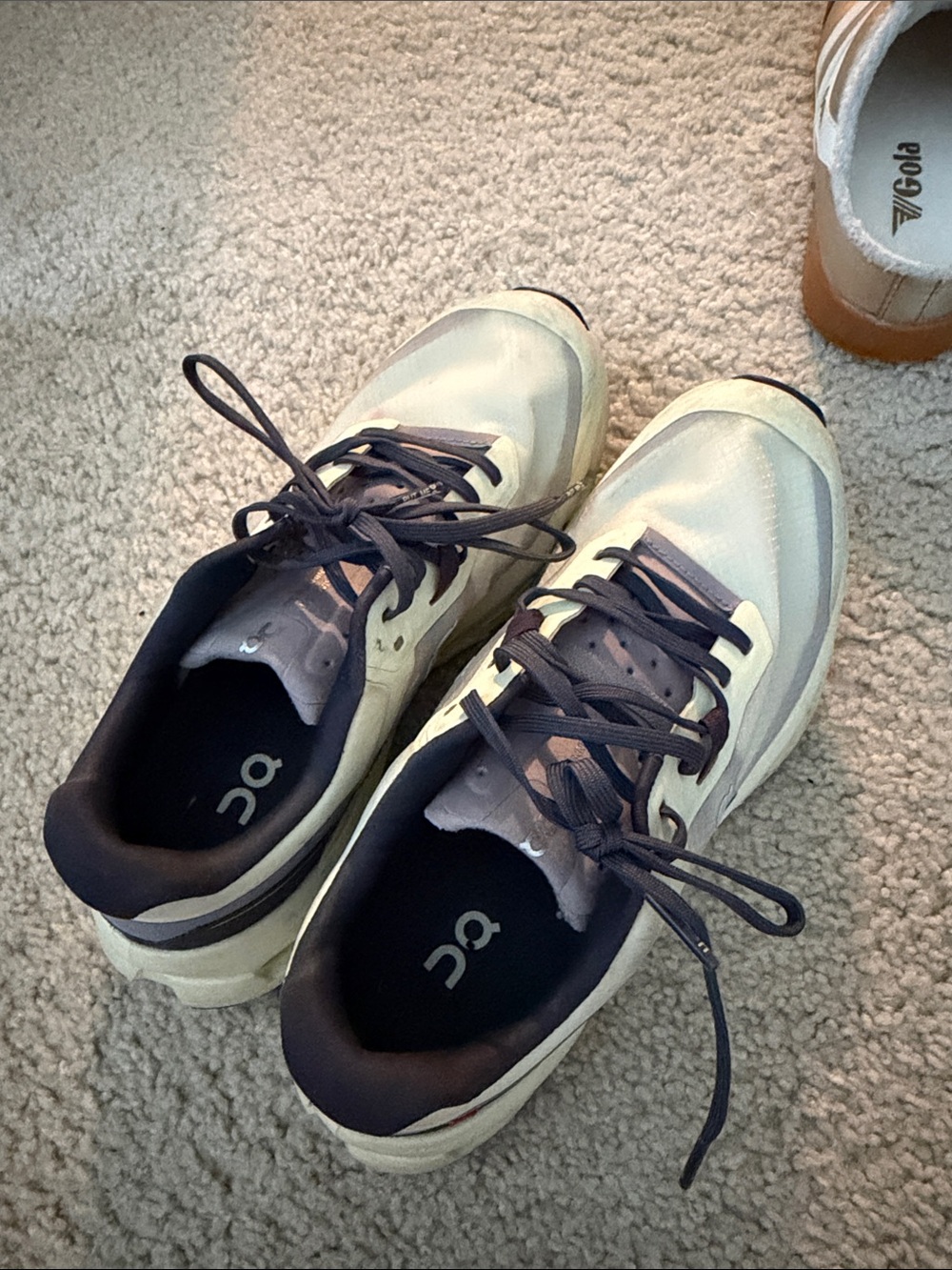 On Running Women's Cream and Black Running Sneakers
